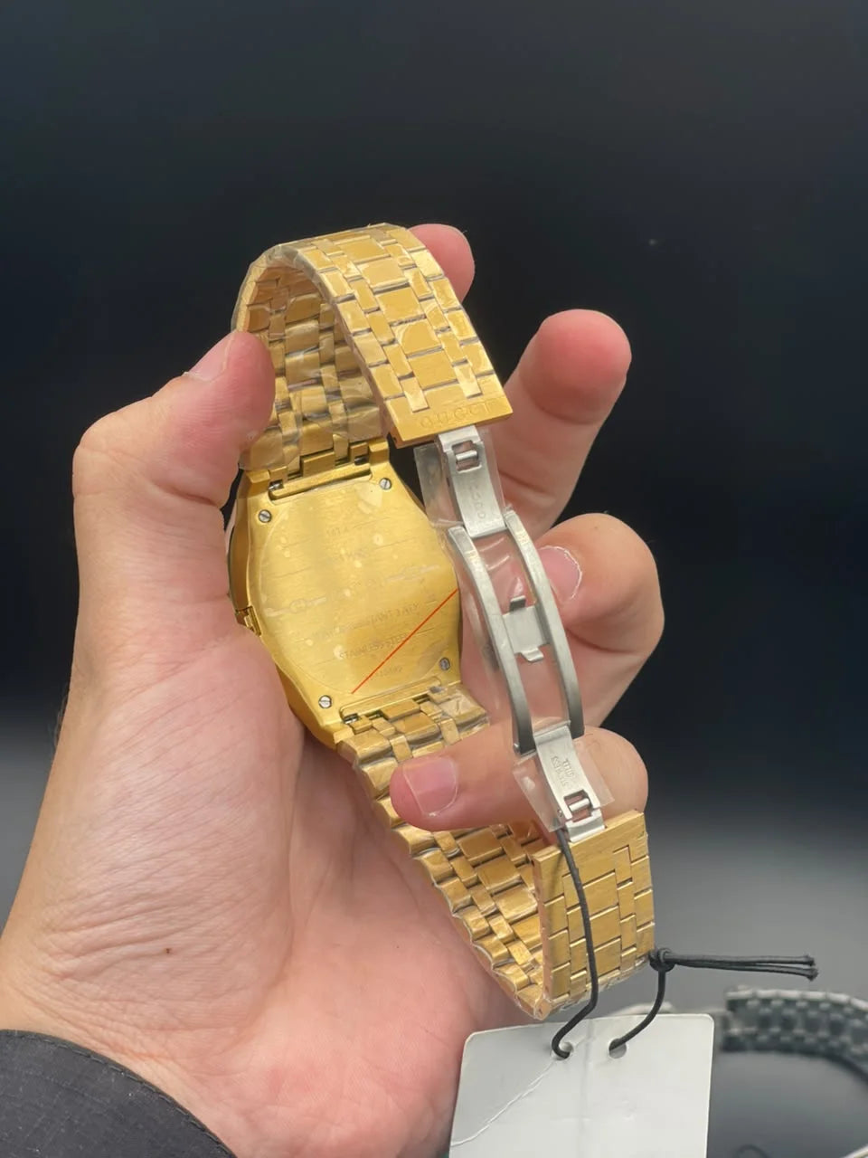 GCCI Golden Chain With Slim Blue Dial Quartz Watch
