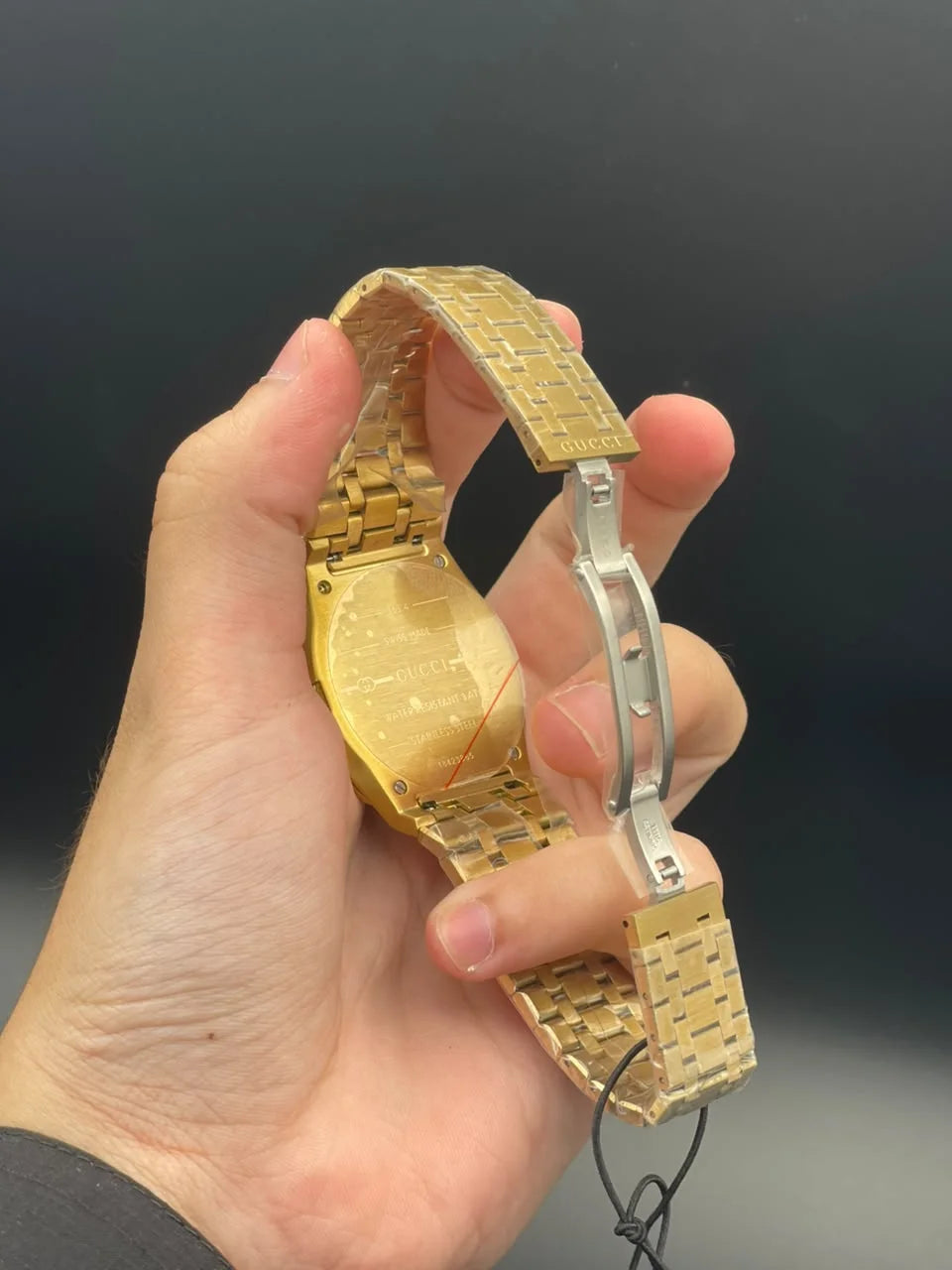 GCCI Golden Chain With Slim Gray Dial Quartz Watch