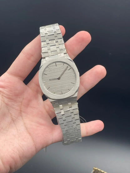 GCCI Silver Chain With Slim Gray Dial Quartz Watch