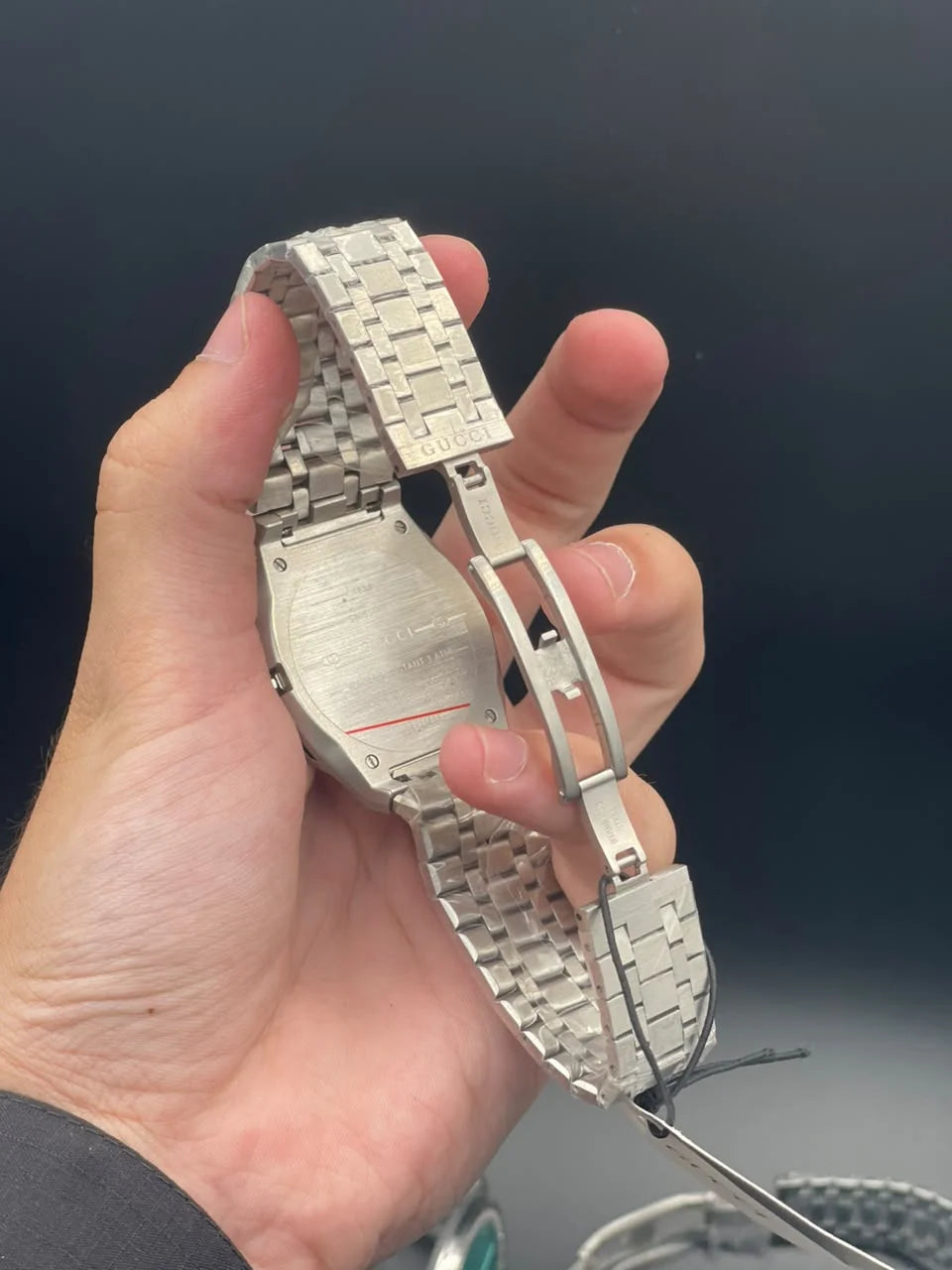 GCCI Silver Chain With Slim White Dial And Diamond Bezel Quartz Watch