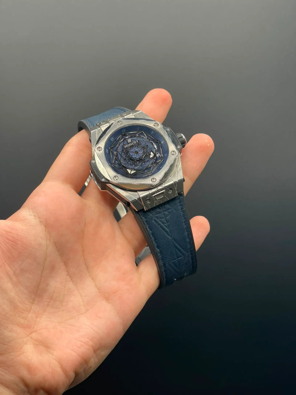 HB Blue Strap With Blue Tiger Eye Dial Automatic Watch