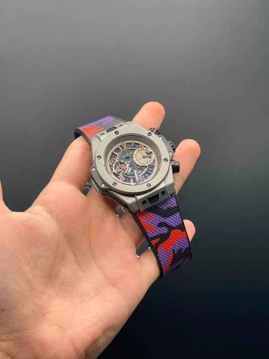HB Rainbow Strap With Rainbow Textured Chronograph Dial Automatic Watch