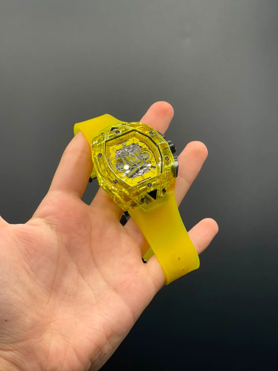 HB Yellow Strap With Yellow Chronograph Dial Automatic Watch