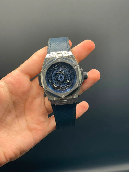 HB Blue Strap With Blue Tiger Eye Dial Automatic Watch