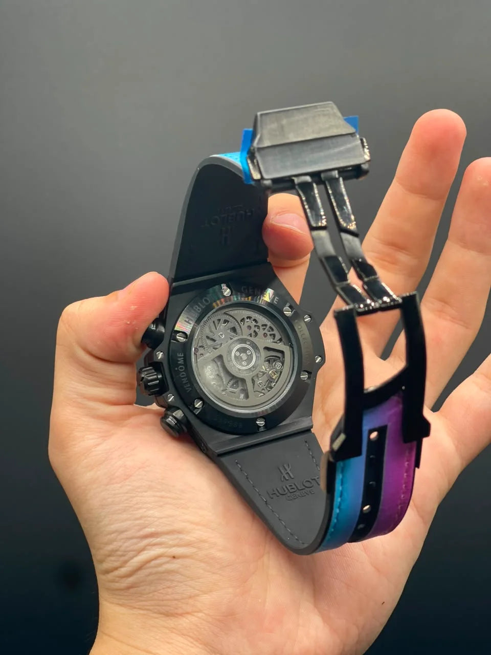 HB Two Tone Strap With Black Colorful Chronograph Dial Automatic Watch