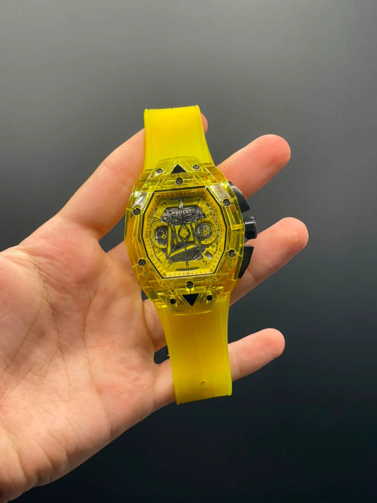 HB Yellow Strap With Yellow Chronograph Dial Automatic Watch