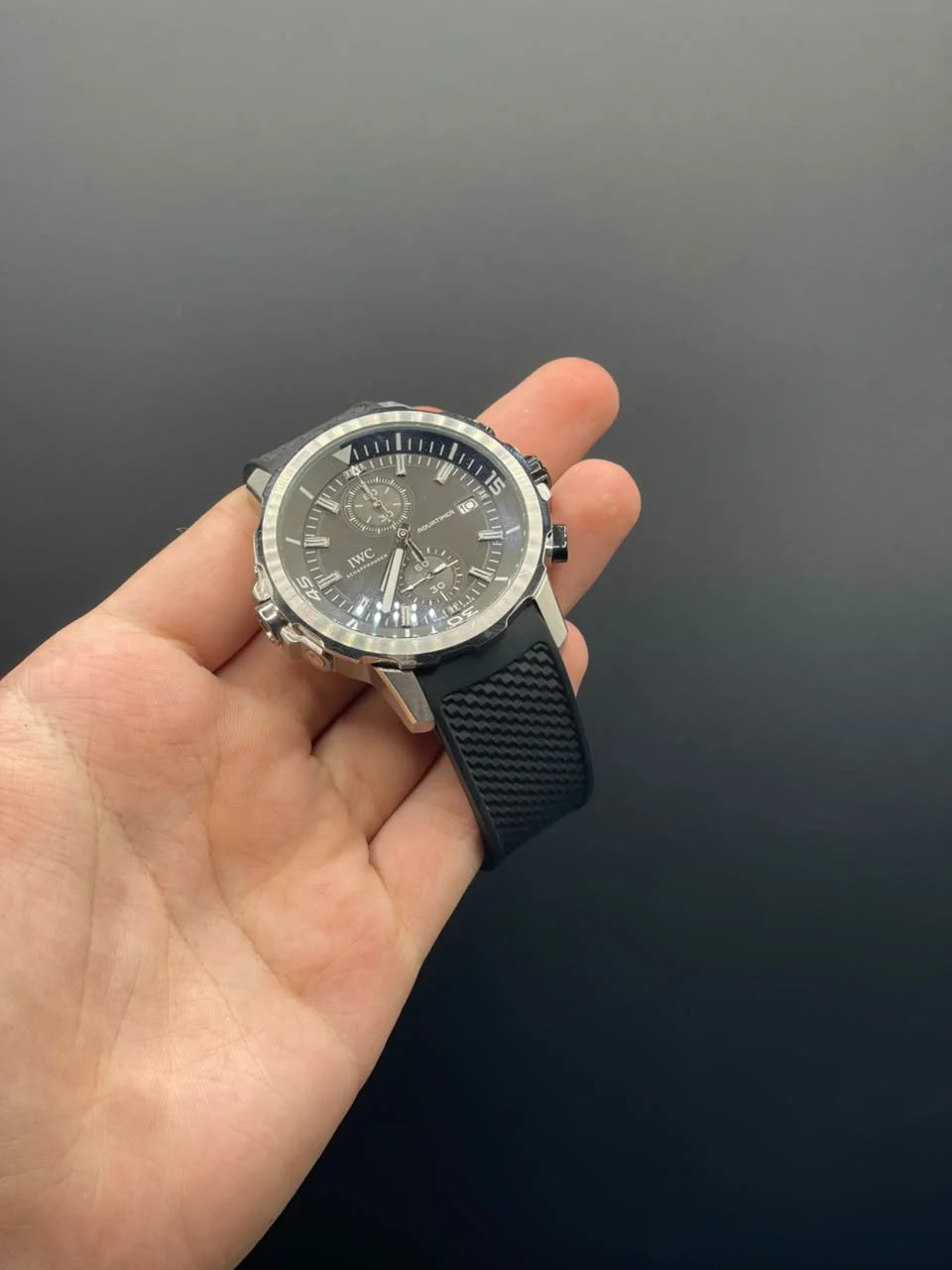 IC Black Strap With Black Chronograph Dial Quartz Watch