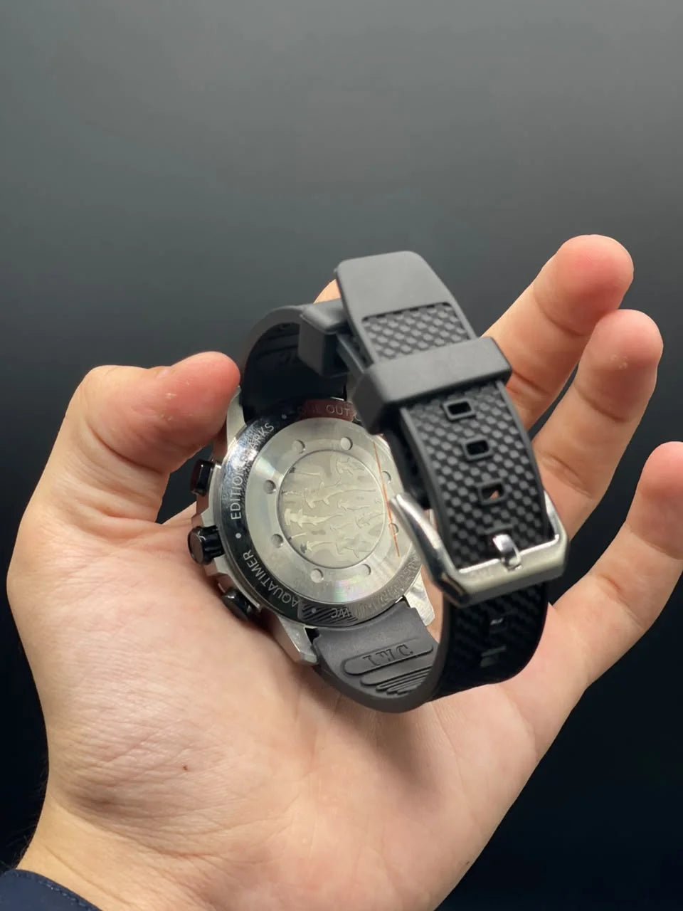 IC Black Strap With Black Chronograph Dial Quartz Watch