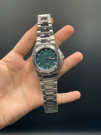 IC Silver Chain With Aqua Dial Automatic Watch
