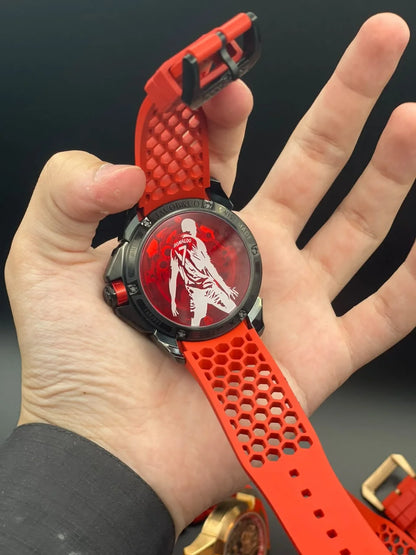 Jacob Red Strap With Black And Red CR7 Dial And Black Bezel Automatic Watch