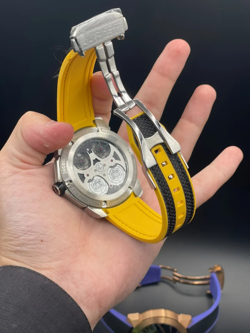 Jacob Yellow And Black Strap With Black And Yellow Batman Dial Automatic Watch
