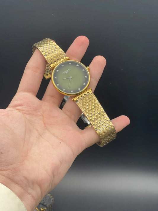 LGS Golden Chain With Green Dial Quartz Watch