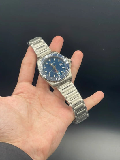 LGS Silver Chain With Blue Dial And Rotatable Bezel Automatic Watch