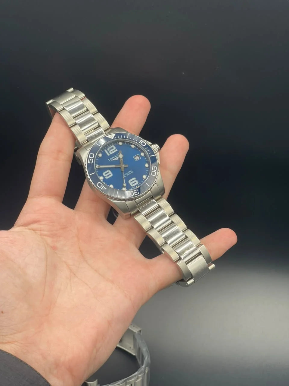 LGS Silver Chain With Blue Dial  And White Indices And Rotatable Bezel Automatic Watch