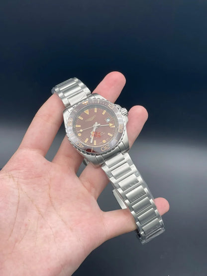 LGS Silver Chain With Red Dial And Rotatable Bezel Automatic Watch