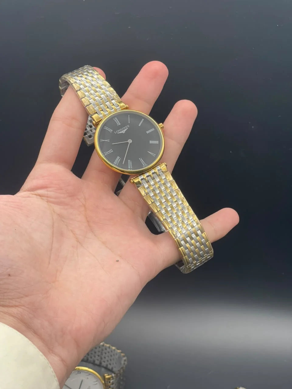 LGS Two Tone Chain With Black Dial Quartz Watch