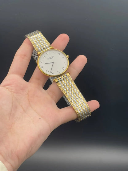 LGS Two Tone Chain With White Arabic Dial Quartz Watch