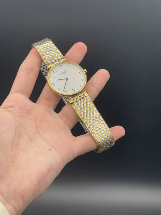 LGS Two Tone Chain With White Arabic Dial Quartz Watch