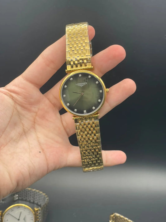 LGS Golden Chain With Green Dial Quartz Watch