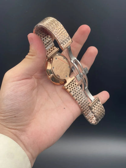 LGS Rose Gold Chain With Red Dial Quartz Watch