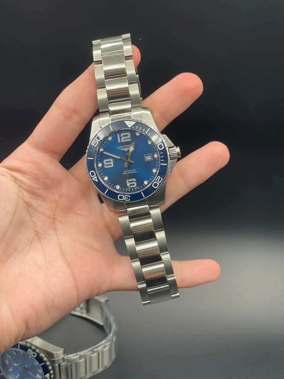 LGS Silver Chain With Blue Dial  And White Indices And Rotatable Bezel Automatic Watch