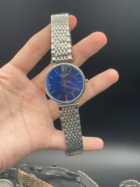 LGS Silver Chain With Blue Dial Quartz Watch