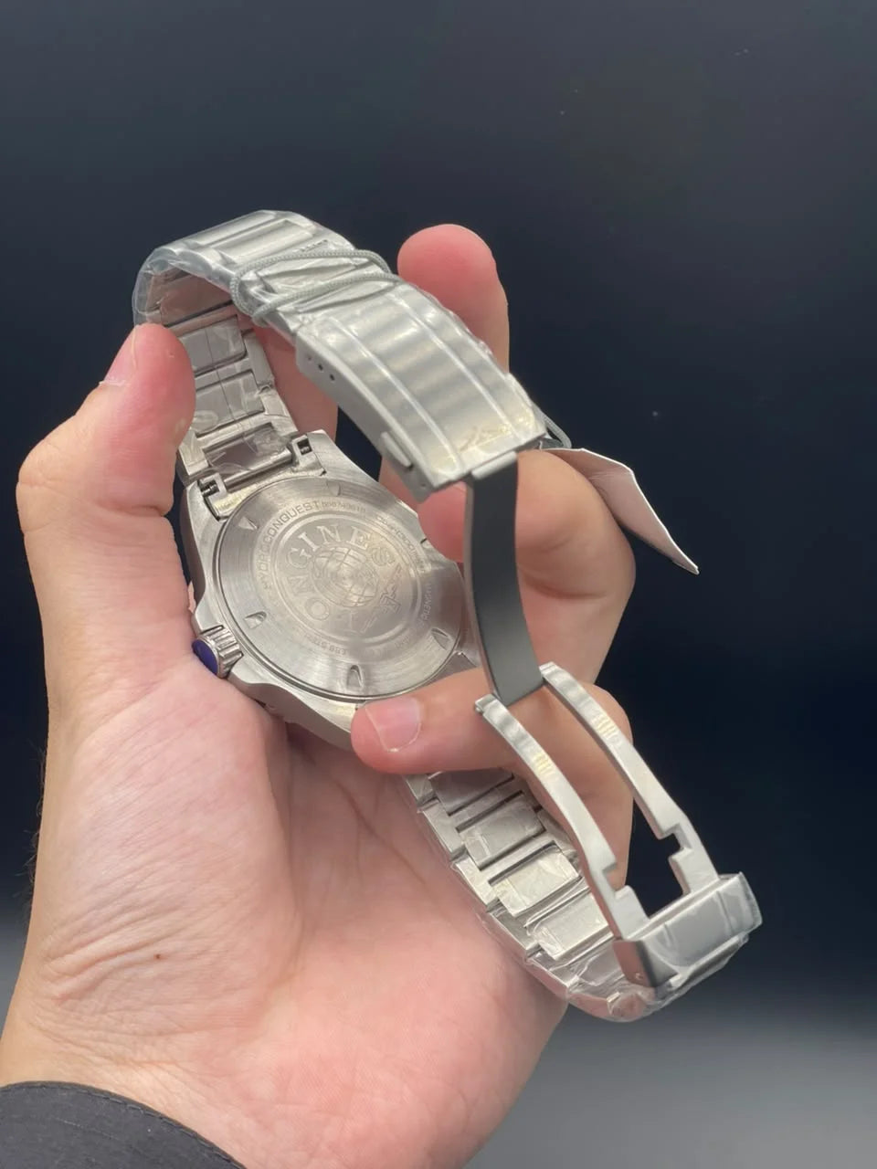 LGS Silver Chain With Green Dial And Rotatable Bezel Automatic Watch