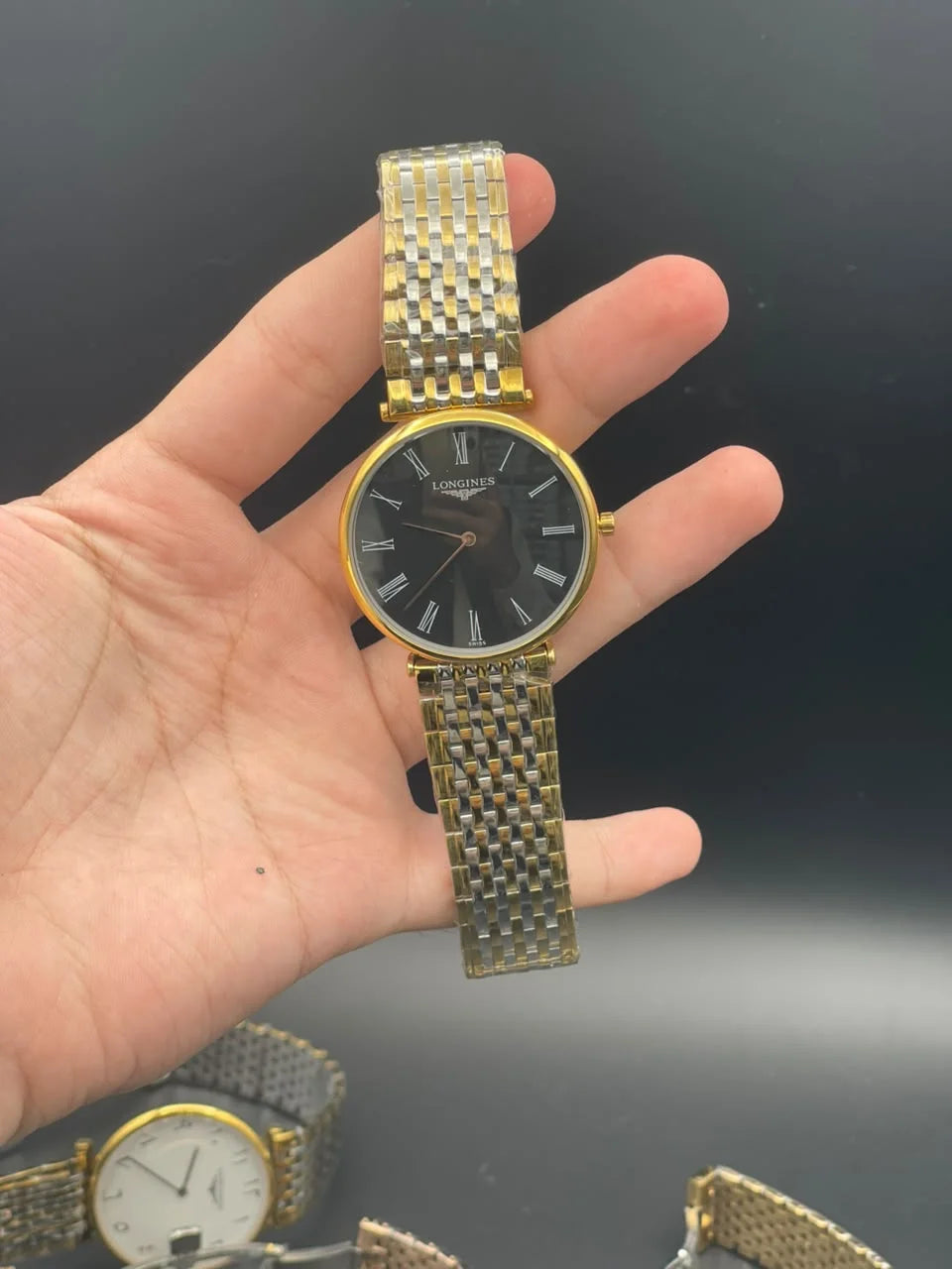 LGS Two Tone Chain With Black Dial Quartz Watch