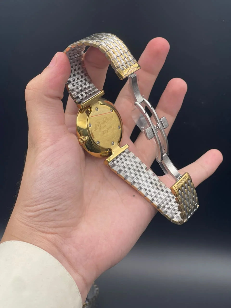 LGS Two Tone Chain With Black Dial Quartz Watch
