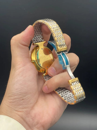 LGS Two Tone Chain With Golden Dial Quartz Watch