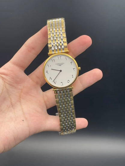 LGS Two Tone Chain With White Arabic Dial Quartz Watch