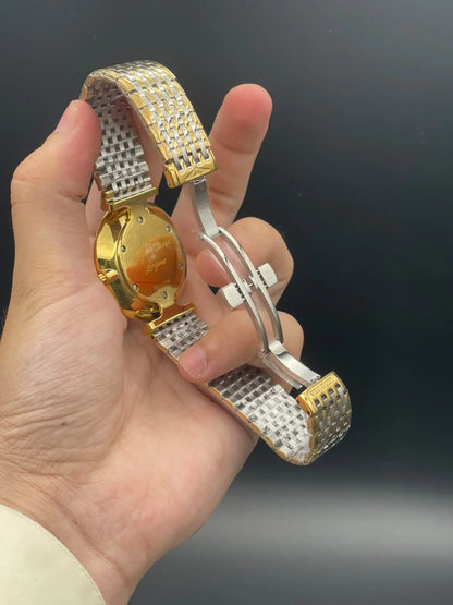 LGS Two Tone Chain With White Arabic Dial Quartz Watch