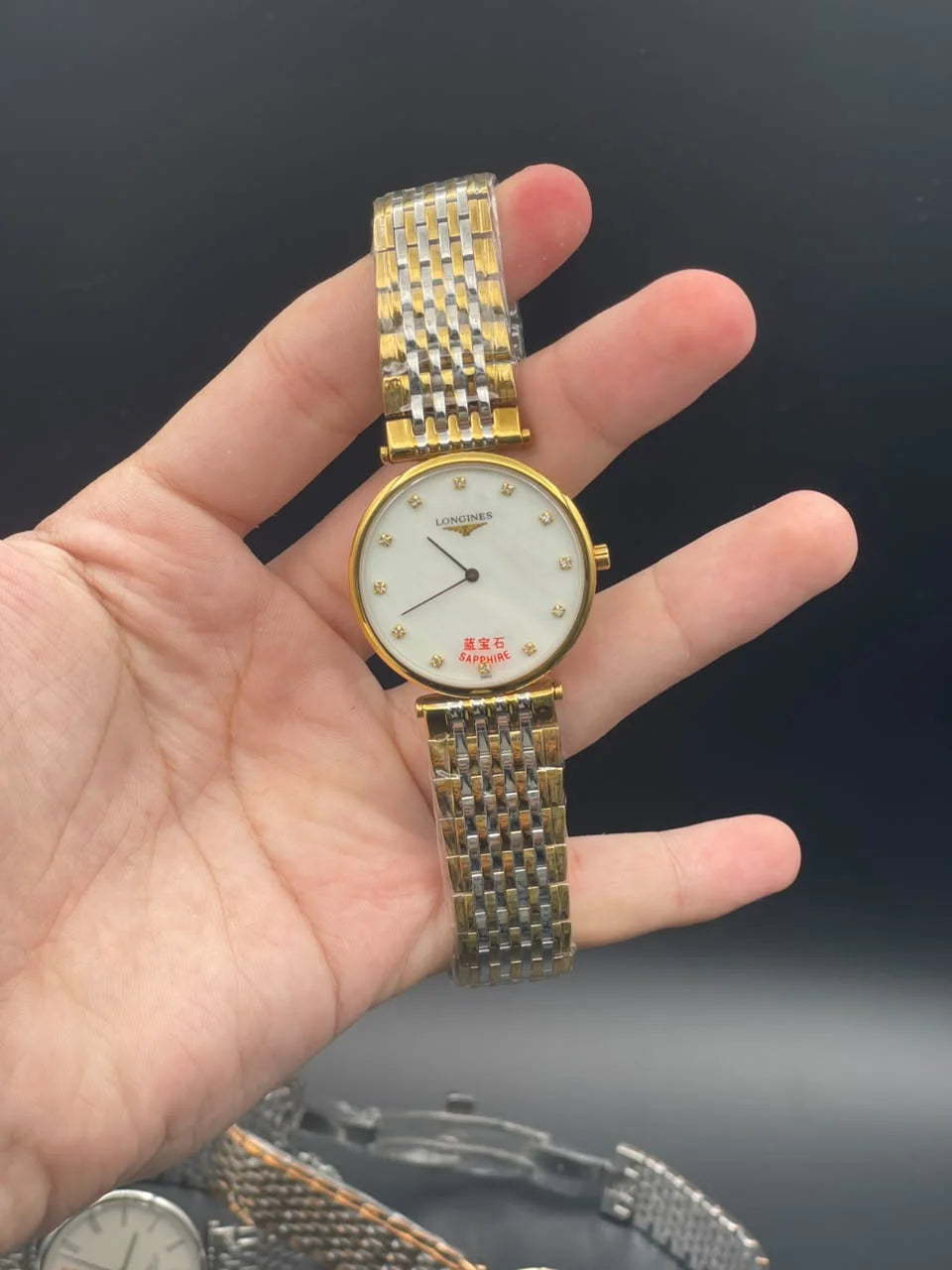 LGS Two Tone Golden And Silver Chain With White Dial Quartz Watch