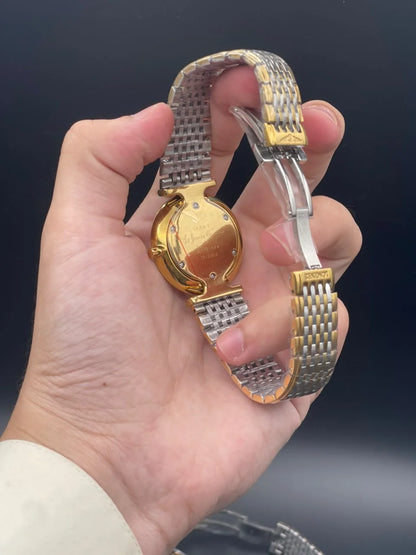 LGS Two Tone Golden And Silver Chain With White Dial Quartz Watch