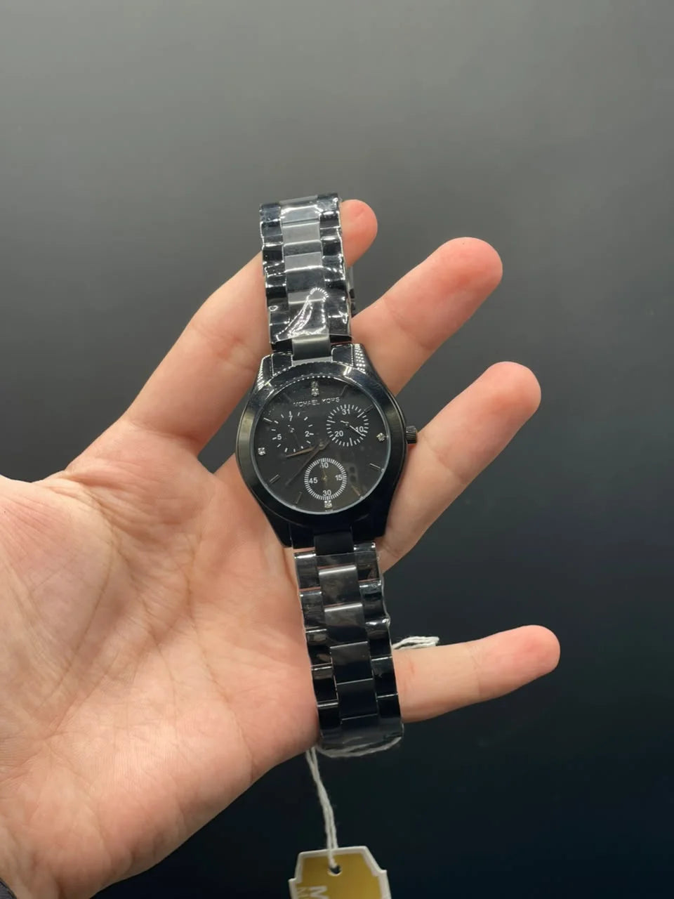 MK Black Chain With Black Chronograph Dial Quartz Watch