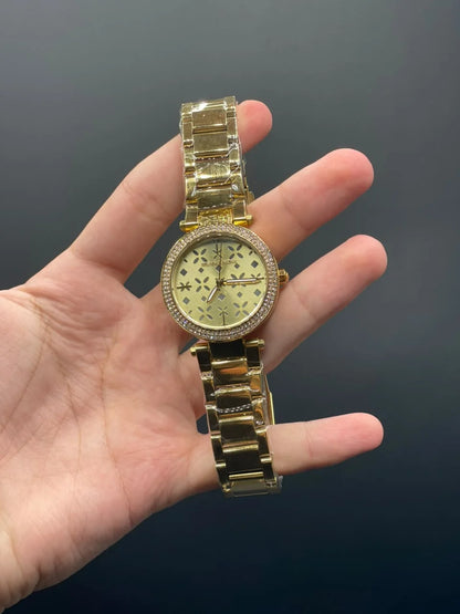 MK Golden Chain With Textured Gold Dial Quartz Watch