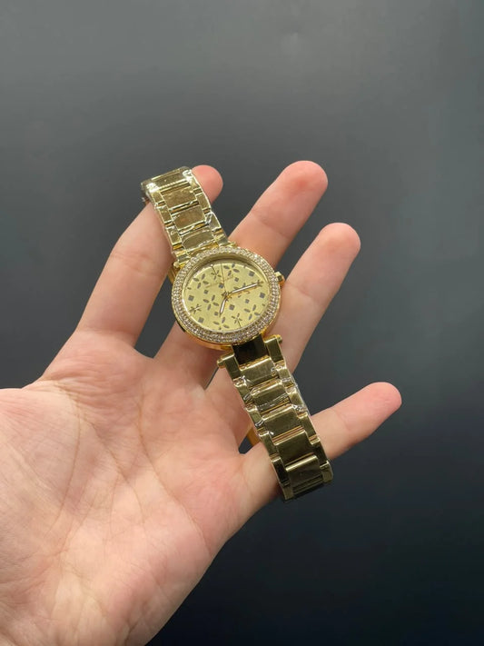 MK Golden Chain With Textured Gold Dial Quartz Watch