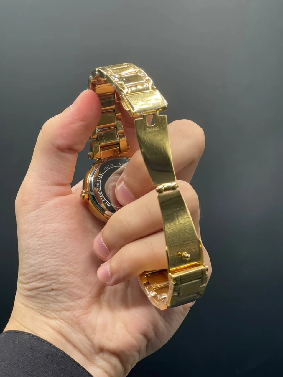 MK Golden Chain With Textured Gold Dial Quartz Watch