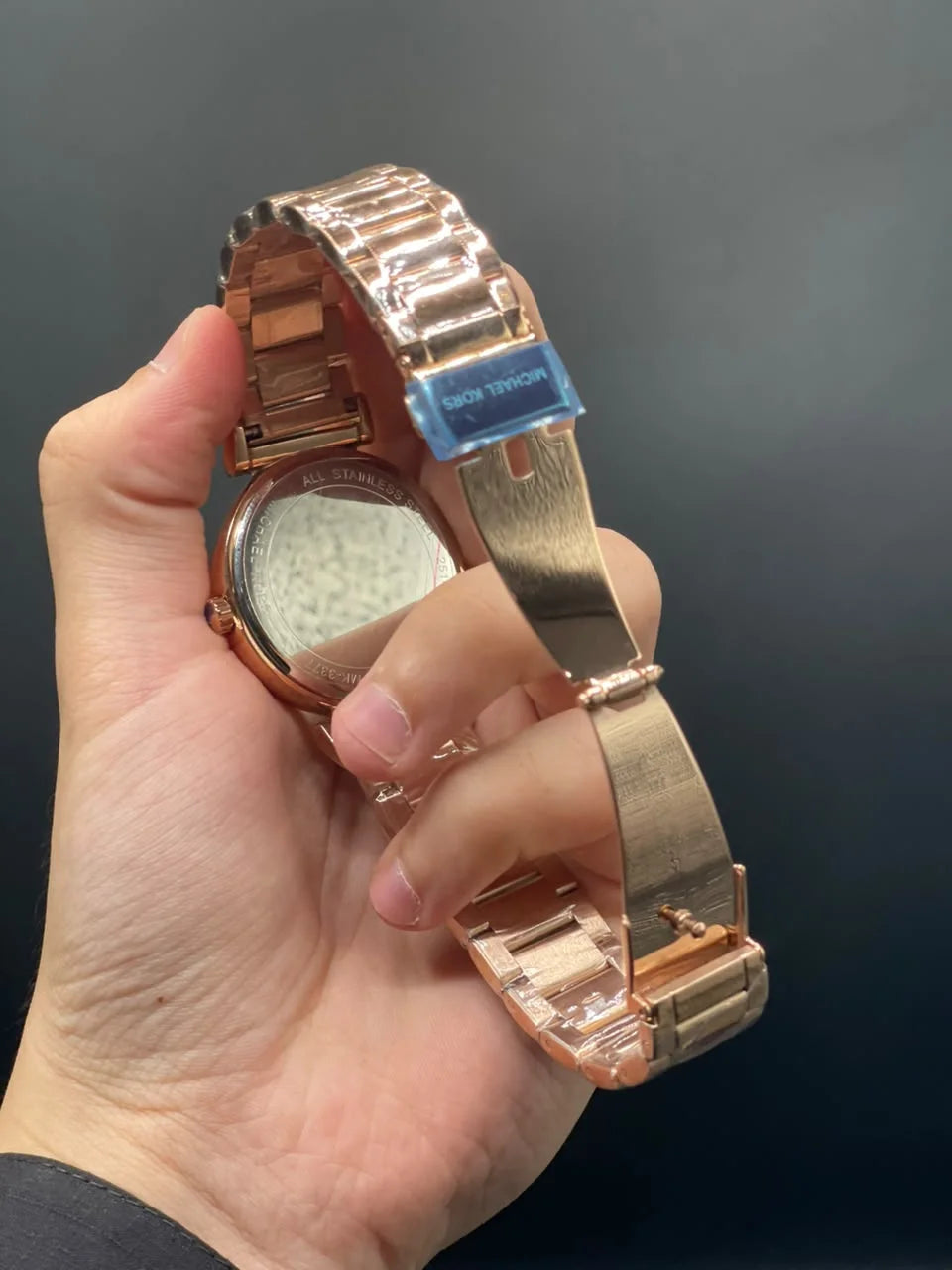 MK Rose Gold Chain With Red Stone Dial