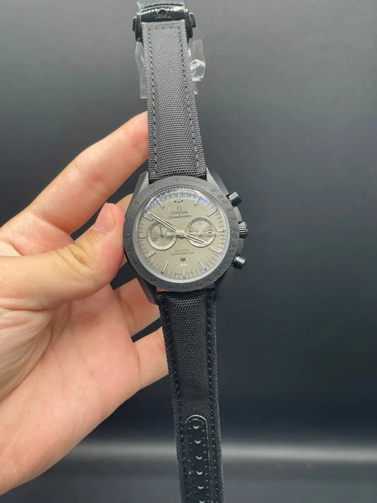OM Black Strap With Matte Black Chronograph Dial Automatic Watch