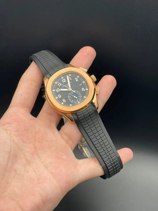 PP Black Rubber Strap With Black Dial Automatic Watch