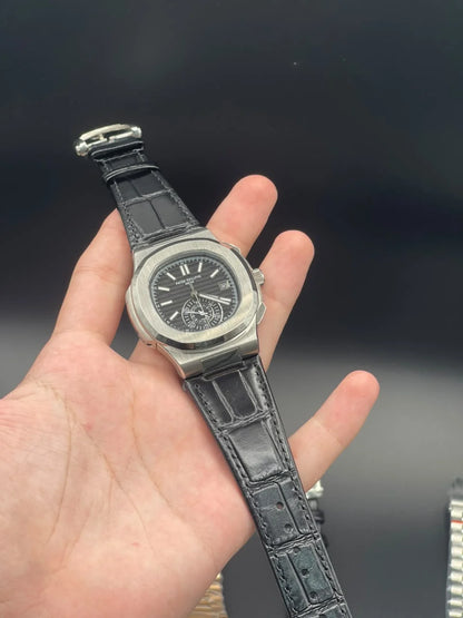 PP Black Strap With Black Chronograph Dial Automatic Watch