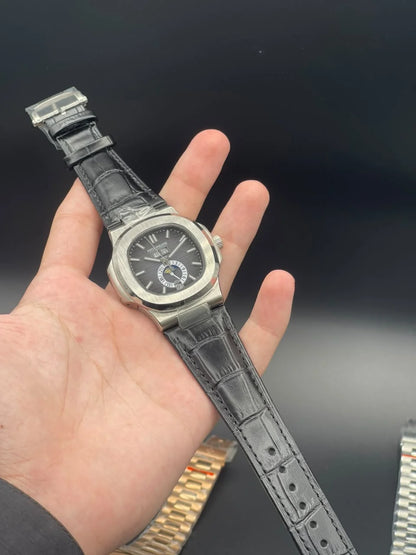 PP Black Strap With Gray Moonphase Dial Automatic Watch