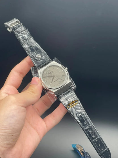 PP Black Strap With Gray Slim Dial Quartz Watch