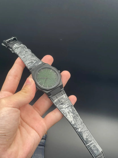 PP Black Strap With Green Slim Dial Quartz Watch