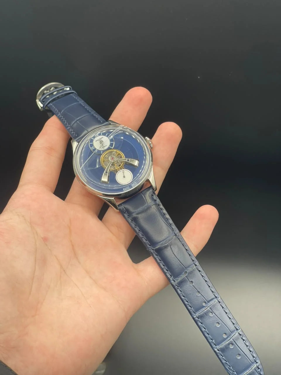 PP Blue Strap With Blue Open Heart Dial Automatic Watch