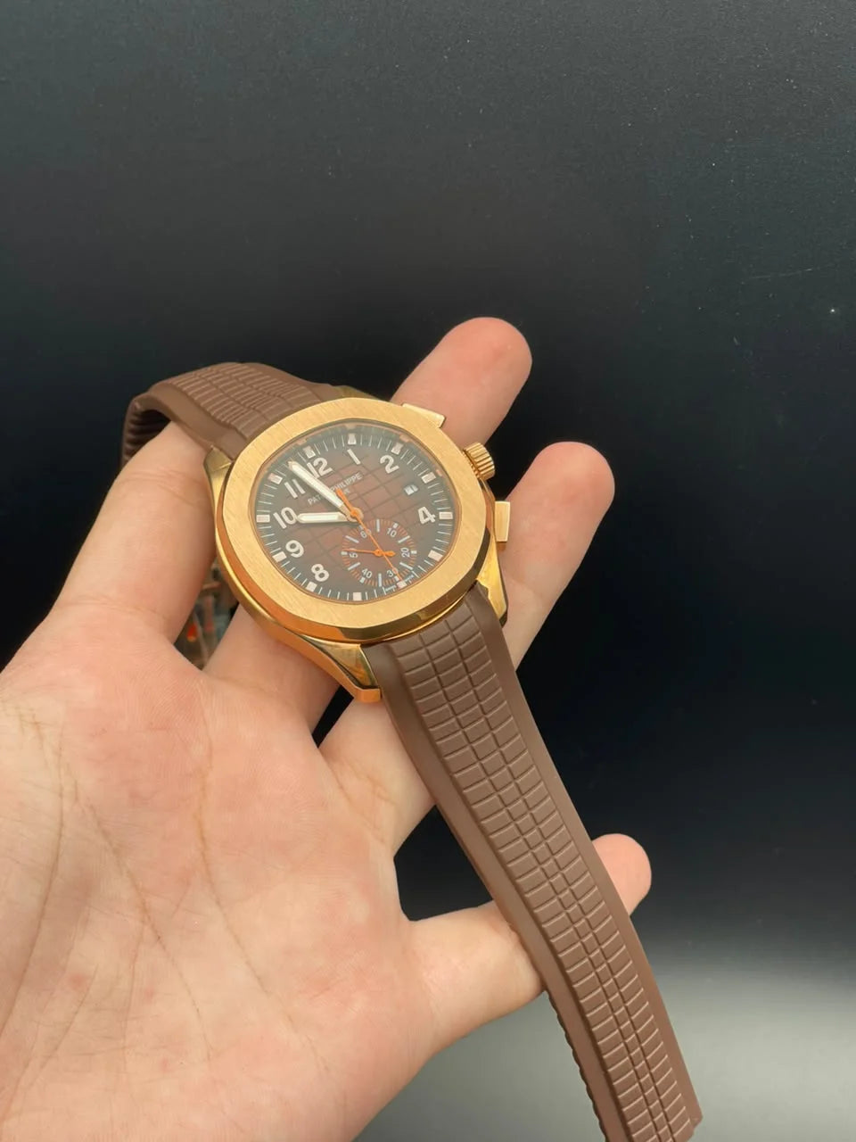 PP Brown Rubber Strap With Brown And Orange Dial Automatic Watch