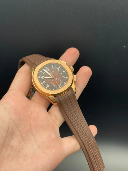 PP Brown Rubber Strap With Brown And Orange Dial Automatic Watch