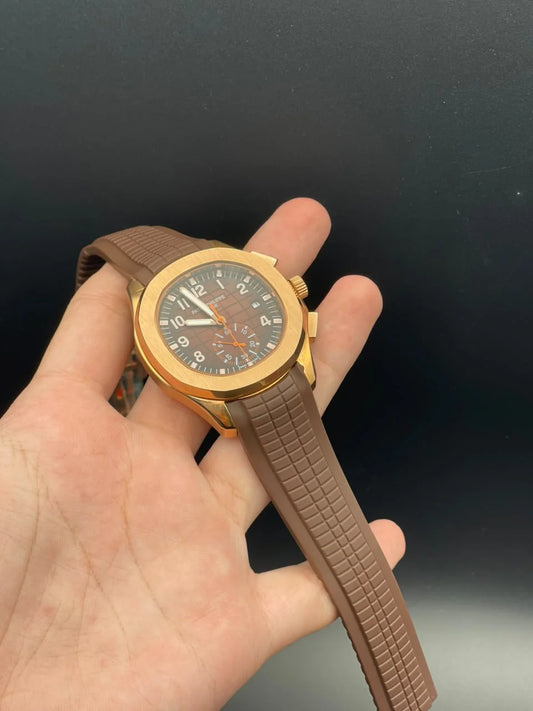 PP Brown Rubber Strap With Brown And Orange Dial Automatic Watch