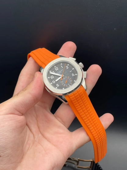PP Orange Rubber Strap With Black Dial Automatic Watch